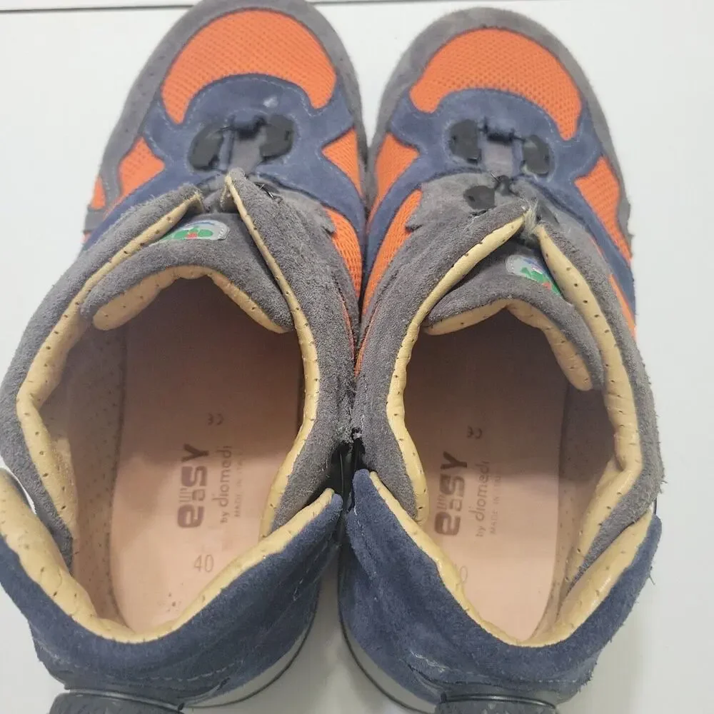 Diomedi Easy Up Shoes 40 Men 7 Women 9 Blue Boa Lace Up AFO Slip Leather Sneaker